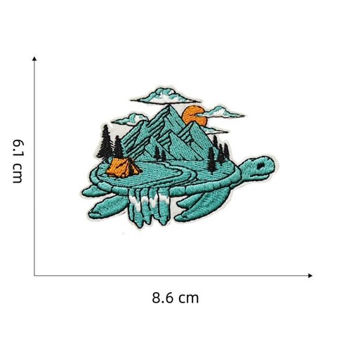 亀 山 キャンプ テント ワッペン アップリケ アイロン対応 1枚