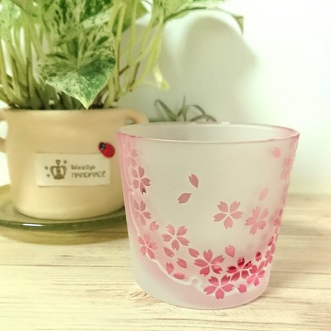 -舞い桜-桜色ロックグラス ピンク