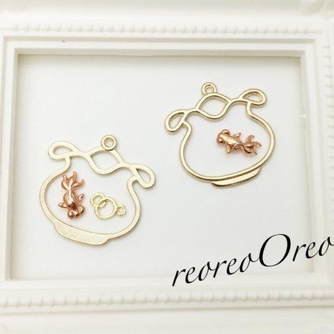 金魚の封入パーツと金魚鉢のレジン枠set♡