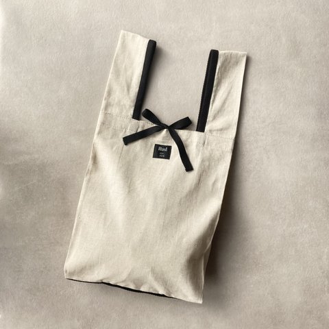 cotton linen marché bag S ／ black