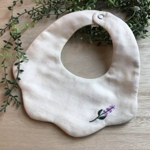 刺繍スタイ(花) ＊ 薄紫