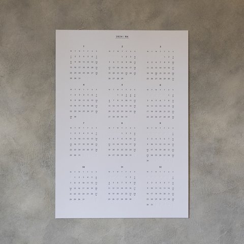 A3活版印刷カレンダー2024