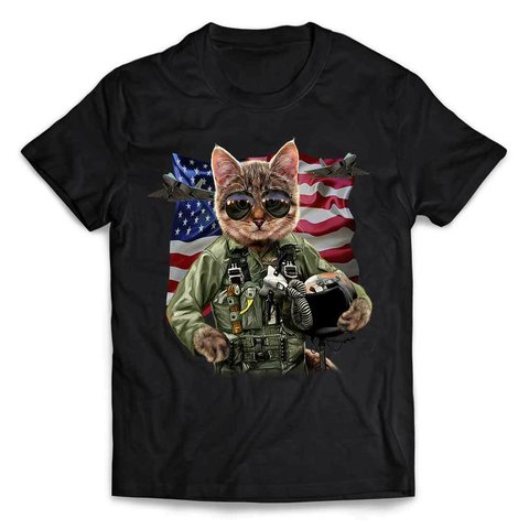 半袖Tシャツ 【空軍 ネコ 猫 パイロット】 by FOX REPUBLIC