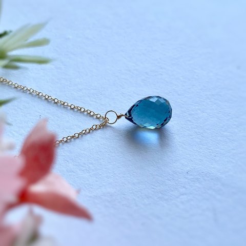 Moss Aquamarine Quartz Necklace 14kgf シルバー変更可能