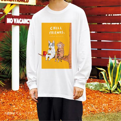 リラックスBIGシルエットTシャツ「CHILL FRIENDS 犬猿の仲？」/送料無料