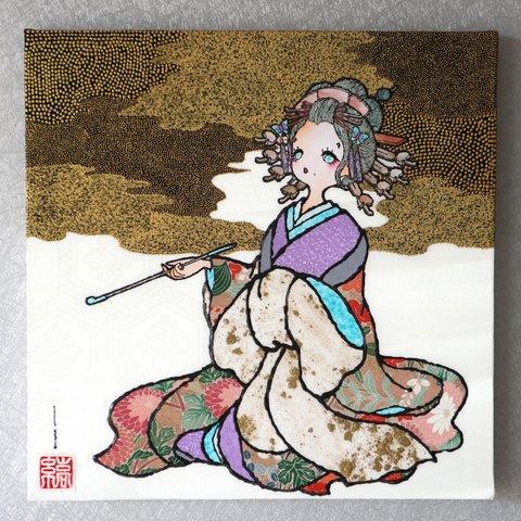 〈如蓮華在水　雪柳〉着物　アートパネル 〈Nyorengezaisui　YUKIYANAGI〉