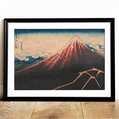 【NO.534】赤富士山の浮世絵アートポスター★日本画空雪景色和柄お正月新年会和モダン大正ロマン昭和レトロ和室インテリア江戸時代雑貨おしゃれ★ハガキ2L判A5A4A3A2A1B5B4B3B2B1