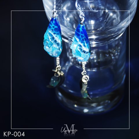 一欠片のアート　【波の軌跡】　KP-004　レジンピアス　レジンアクセサリー　(designer-m)