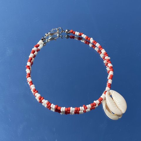 Shell ブレスレット (red and white)