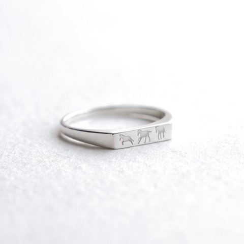 『Horse』Baguette Signet RING / SV925 ≪送料無料≫