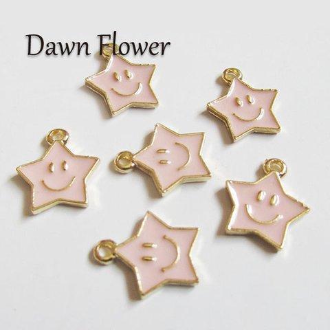 【D-1242】8pcs　星　16×12mm　ピンク　チャーム　ハンドメイドパーツ