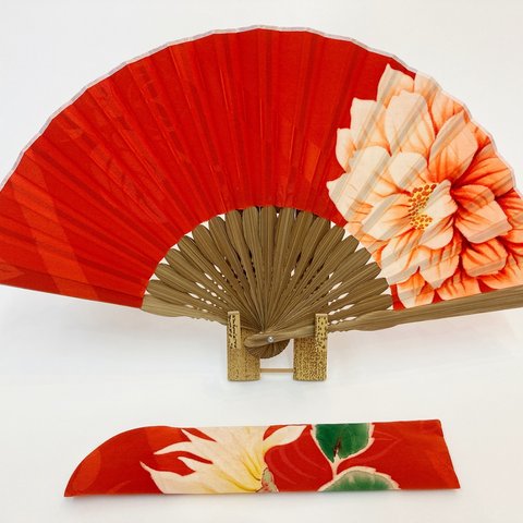 【受注制作】着物扇子　アンティークの絹の着物使用　日本の京都の職人が手仕事で制作　オンリーワン　プレゼントに最適 #15