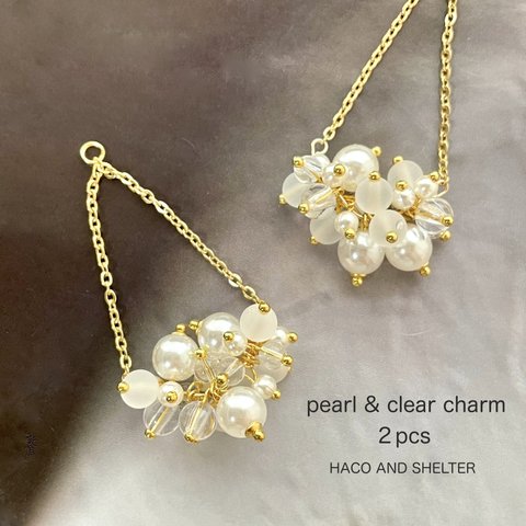 ２pcs★charm・ pearl &clear tassel（タッセルチャーム)