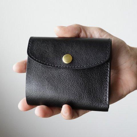 【スモールウォレットラウンド】　Black　ブラック　/　ミニ財布　小さい財布　革財布　Small Wallet　ギフト