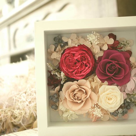 プリザーブドフラワーウッドフレーム壁掛け【ジャスミン/ピンク】 贈呈花・結婚祝い・母の日             