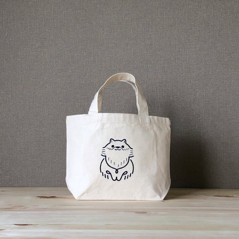 【ぽめらにあん】座狗-zaku- 刺繍ミニトートバッグ　内ポケット付き　オーガニックコットン　ランチバッグ／お弁当バッグ／お散歩バッグ