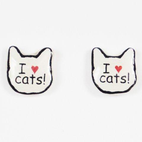 I LOVE CATS!/ピアス(チタン.樹脂)orイヤリング/両耳用