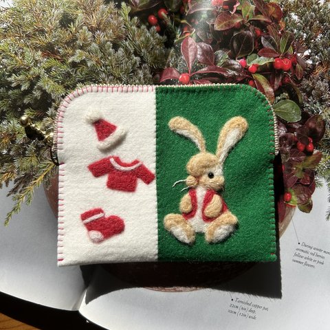 🎄felt  de  patchwork Xmasスクエアコインケース🎄