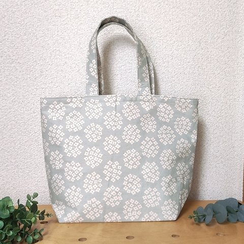 トートバッグ 紫陽花×生成り