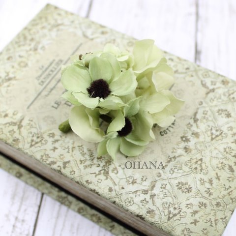 【半額】790円←1580円 大人コサージュ ❤︎ spring green bouquet 💐 アネモネ 