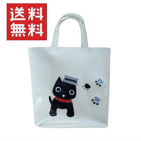 【送料無料】帽子猫 黒猫トートバッグ エナメル 猫グッズ 好き おもしろ プレゼント かわいい 人気 癒し お薦め