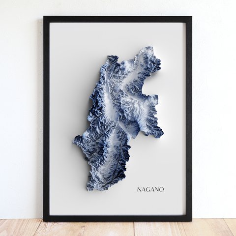 長野県/Nagano  立体的に見えるポスター Topographic map Poster  A3  B3