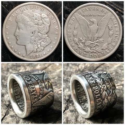 銀貨　アメリカ　モルガンダラー　コインリング　ブランド ReD コインアクセサリー　指輪　シルバーアクセサリー