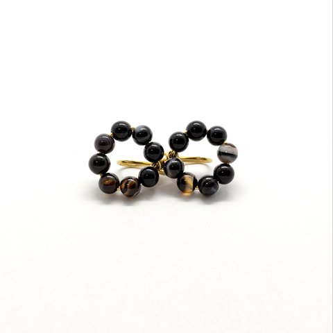 ONYX × STRIPE × CIRCLE : ノンホールピアス