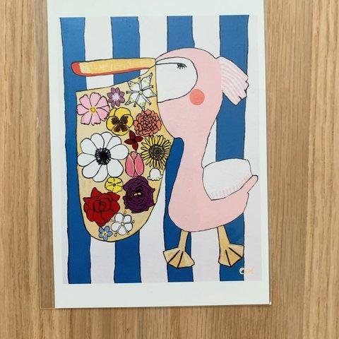 ペリカンの花屋さん（飾れるポストカード）