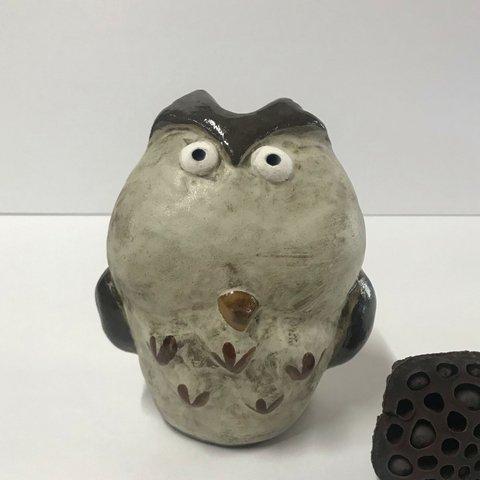 ふくろう（小）　Ｏ-131　陶製　/owl/貓頭鷹/Eule/उल्लू