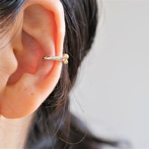  K10yg×silver lítið froðu ear cuff：泡粒コンビカラーイヤーカフ