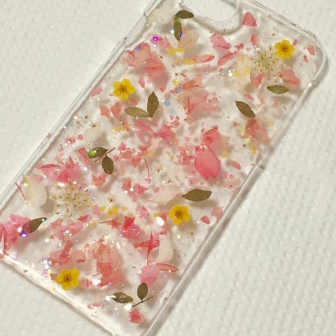 春の予感...押し花スマホケース☆全機種対応☆☆☆