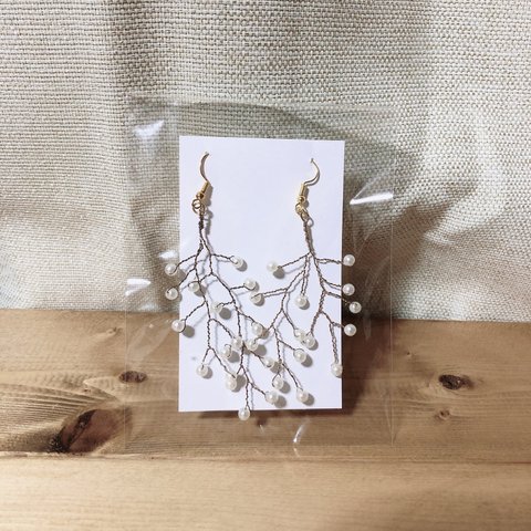 小枝ピアス(ゴールド) 8cm