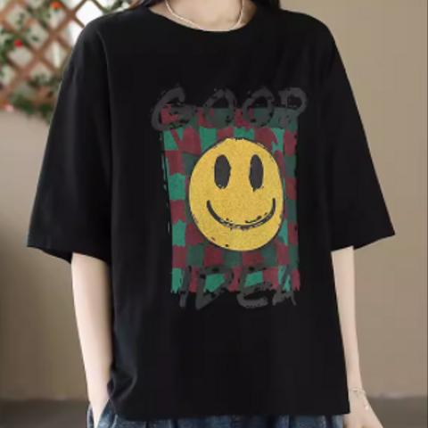 夏の新型 半袖 ゆったり カジュアル プリント Tシャツ
