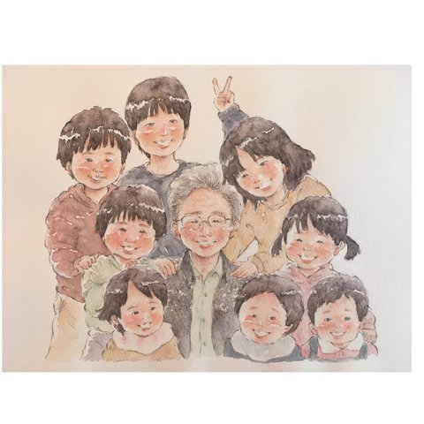 似顔絵オーダー B5 還暦祝い イラスト 水彩 両親贈呈品 記念日  古希 米寿 オーダーメイド  