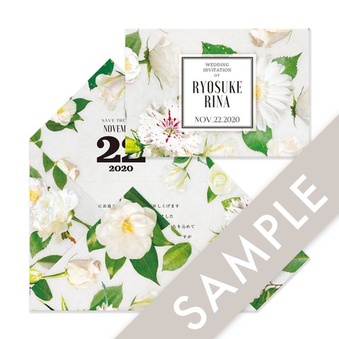 【送料無料】TRIANGLE招待状sample［FLORAL WHITE］ | 結婚式・ウェディングペーパーアイテム