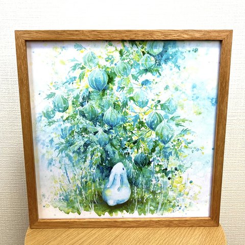 作品 : 軸色 絵 絵画 うさぎ ウサギ 兎 縁起絵 風景画 アート 水彩画 30cm×30cm 壁掛け 置物 動物画 アニマル 送料無料 インテリア 雑貨 大きい ロココロ  画家 : 平田幸大