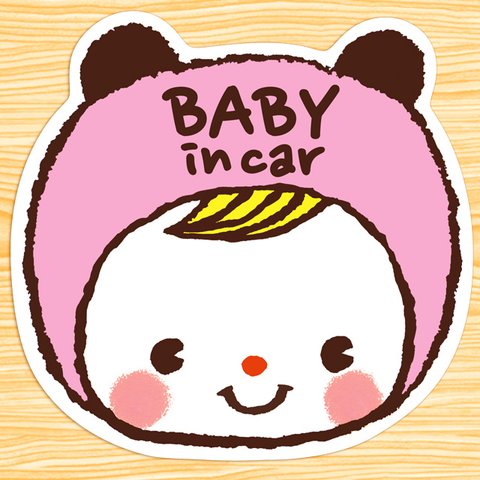 BABY IN CAR ベビーインカー マグネットステッカー(momo色ベイビーくまチャン）