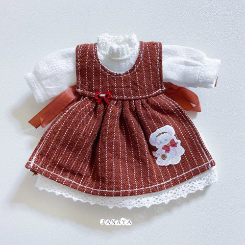 JANAYA ハンドメイド　オビツ11 ob11服　森ガール赤色ワンピース　2点セット