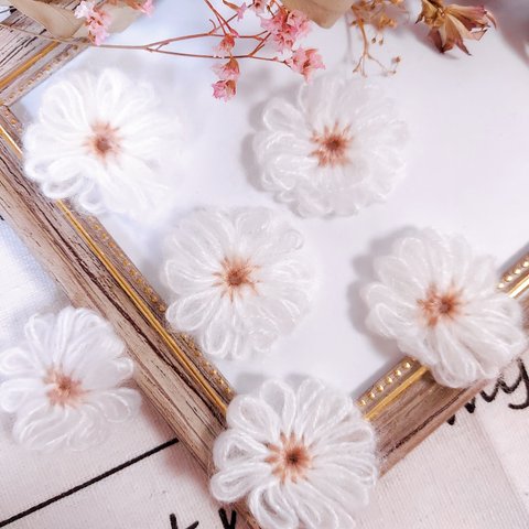 お花 フラワー モチーフ【4個】ホワイト 白 A0045