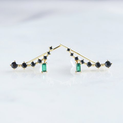 【Sterling silver 925】Black CZ Ear Climber