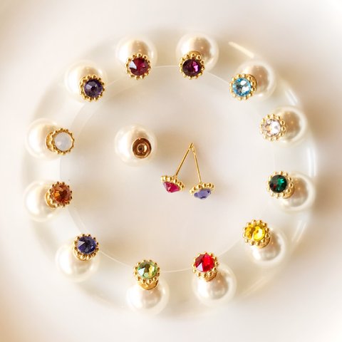 【再販】スワロフスキーの誕生石ピアス(イヤリング)〜Birthstone Jewelry〜