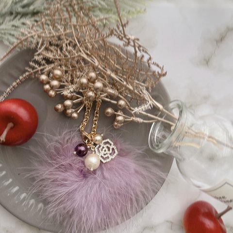 marabo-fur bagcharm～lavender～