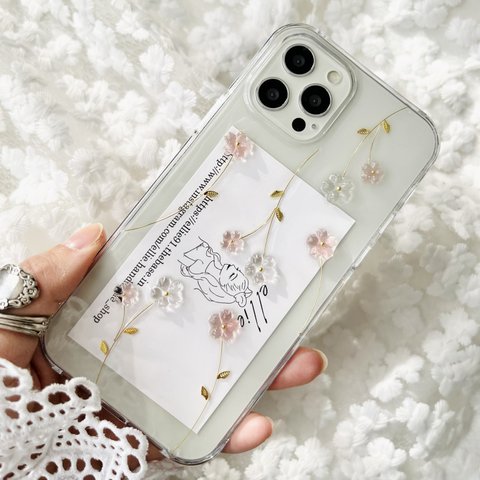 【全機種対応】チュールフラワーiPhoneケース cherry blossom 桜