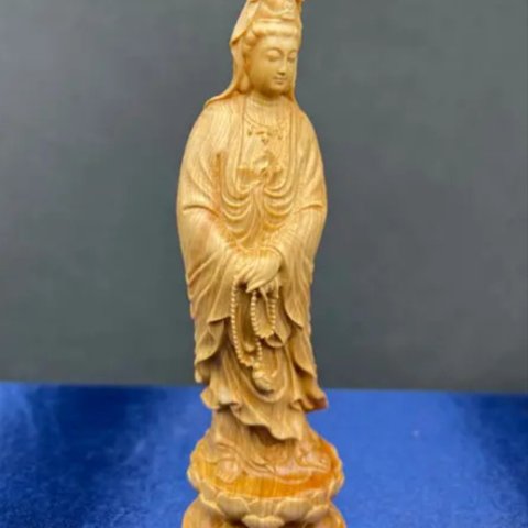 極上質 持珠観音菩薩像  仏教工芸品 精密細工 木彫仏像 供養品 招財開運