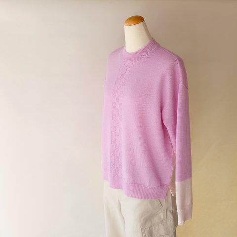 早春・秋冬　バイカラーセーター（Pink & Sakura color)