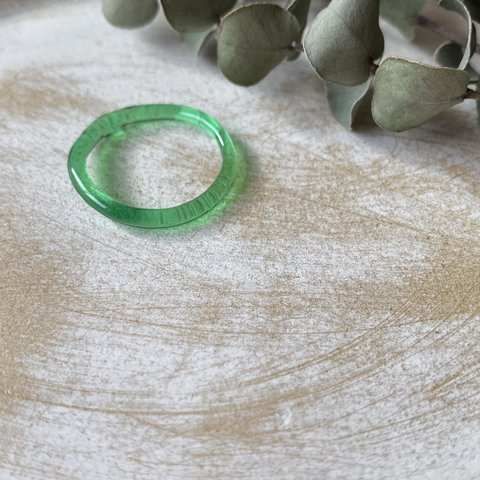 slim glass ring green 約12号