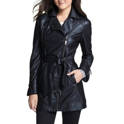 シープレザーキルティングショルダーオーバーコート Sheep Leather Quilted Shoulder Coat