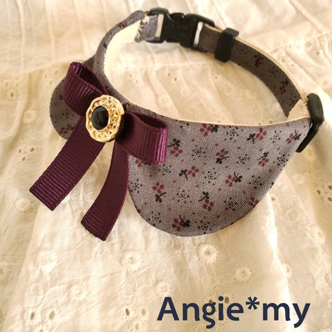 Angie*my　猫さん首輪　ツェルニー(紫小花)