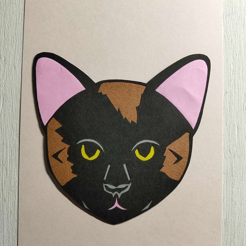 色切り絵はがき（サビ猫）製作キット